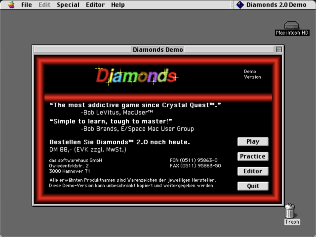 Diamonds | Classic Macintosh Game Demos